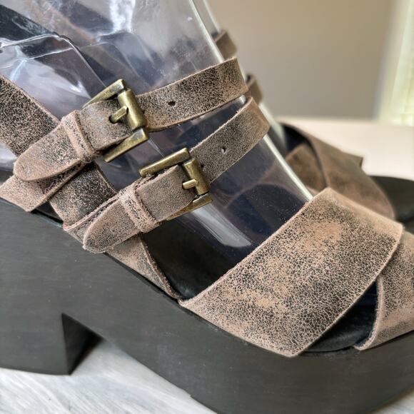 FreeBird By Steven Ali Women's Brown Leather Sandals Mules Shoes US Size 9 - Picture 6 of 13